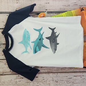 NWT Rashguard Shark Sun and Surf Shirt Size 10-12 UPF 50+ Fabric